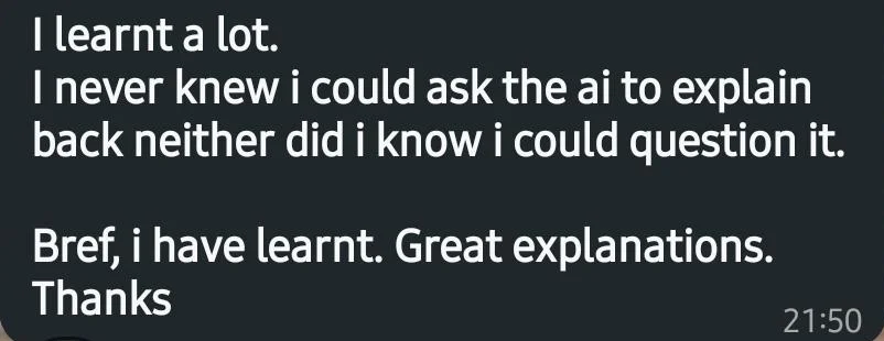 Original WhatsApp message: Beyond accepting the answer. Full wording is available in the transcript below.